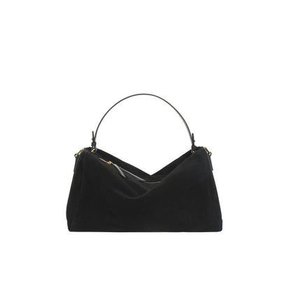 Sac main cuir véritable vachette noir femme bandoulière authentique organisé street moderne