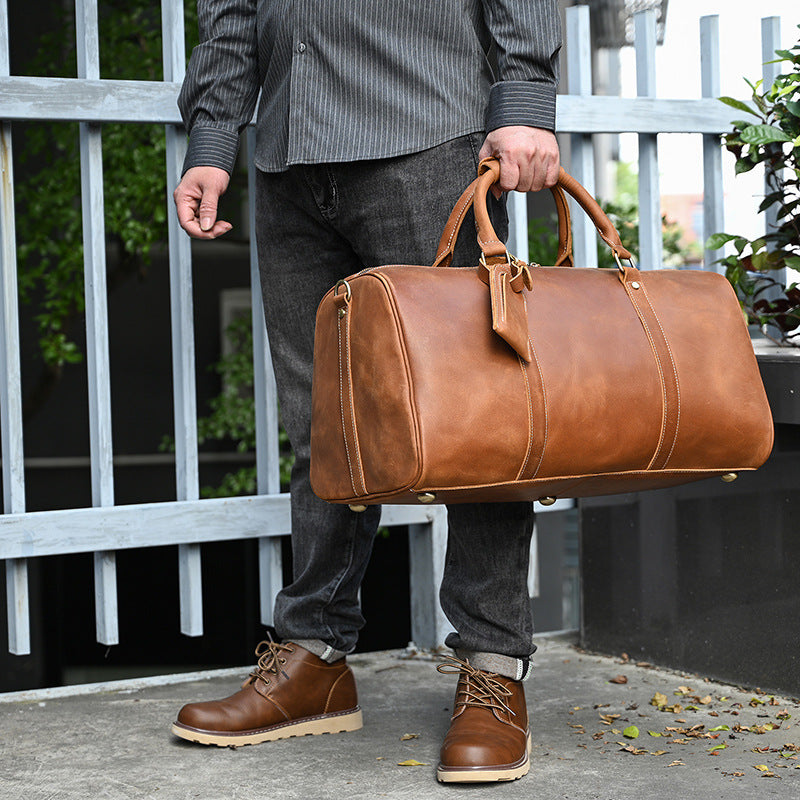 Sac de voyage vintage cuir café et marron clair