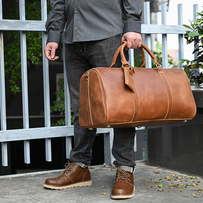 Sac de voyage vintage cuir café et marron clair