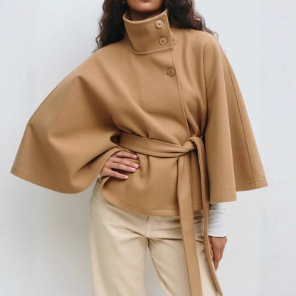 Manteau batwing kaki ceinture Karine Vogalia Paris