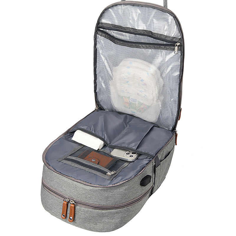 Sac maternité gris clair USB