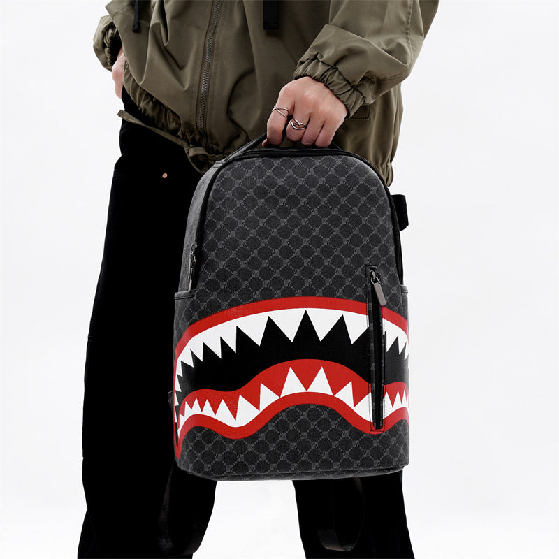 Sac dos Shark grande capacité 55L profil latéral, 41x48 cm, PU imperméable homme voyage


