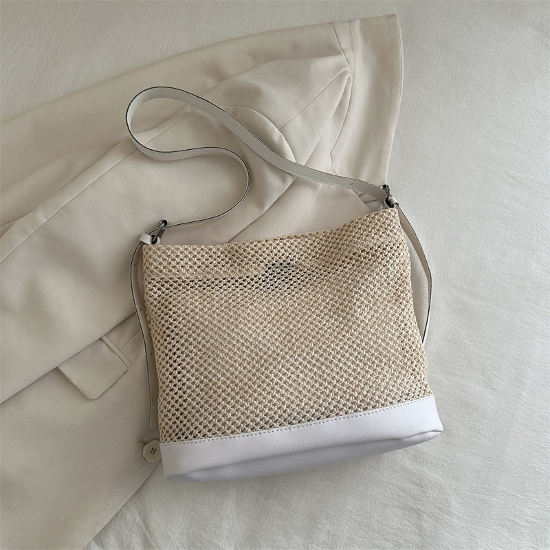 Tote bag paille noir plage