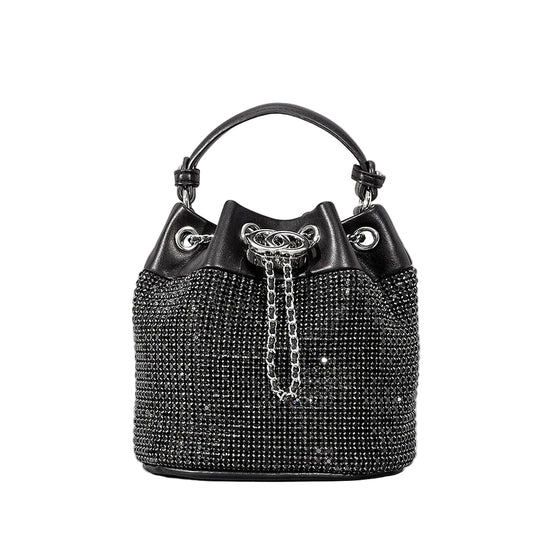 Sac seau femme strass argent diamant