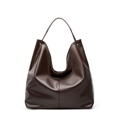 "Sac cabas cuir véritable femme couleur marron vue face"