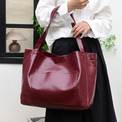 Sac à bandoulière en cuir rétro ciré d’huile – Grande capacité