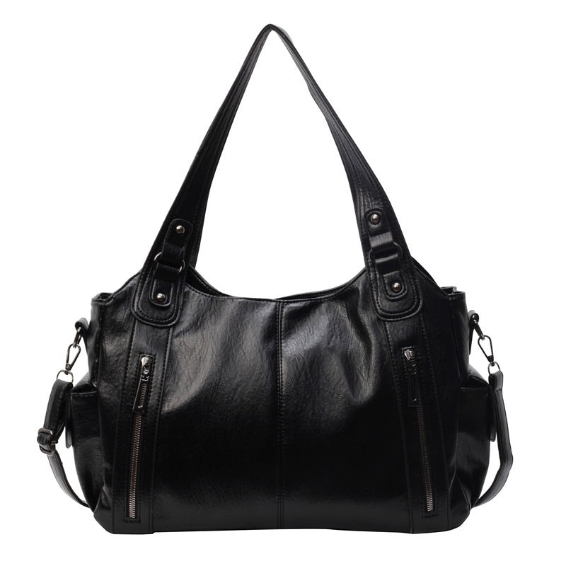 
Sac à main femme rétro européen uni en cuir PU texture avec double bandoulière