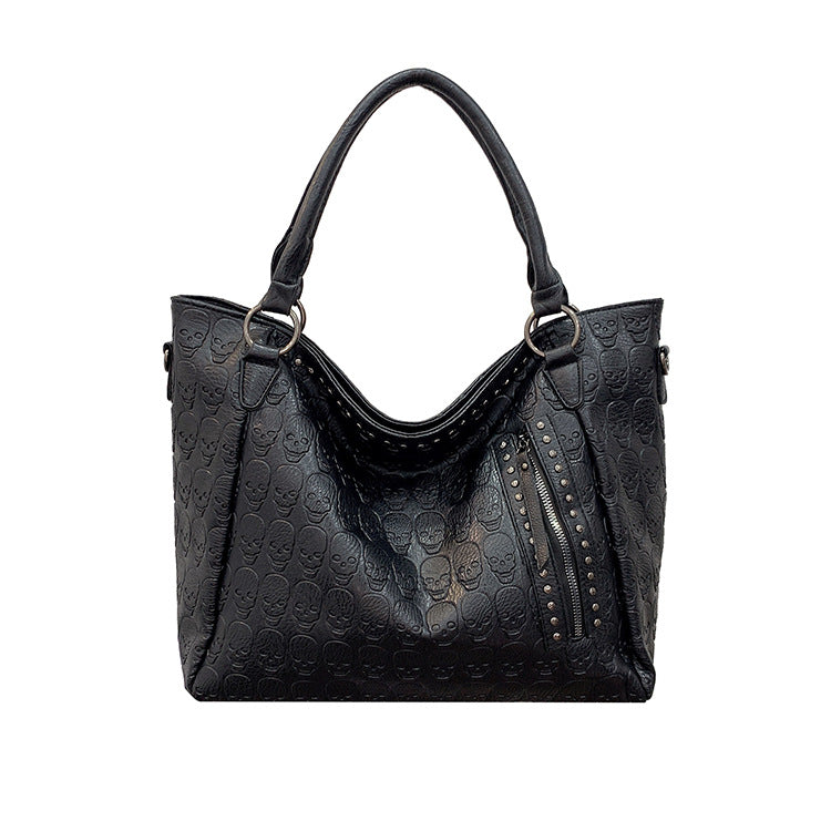 Sac cuir souple tête de mort noir