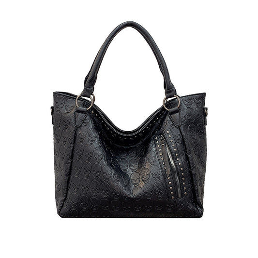Sac cuir souple tête de mort noir