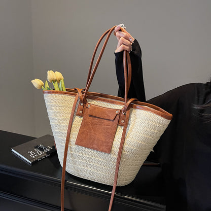 Tote bag paille vue profil