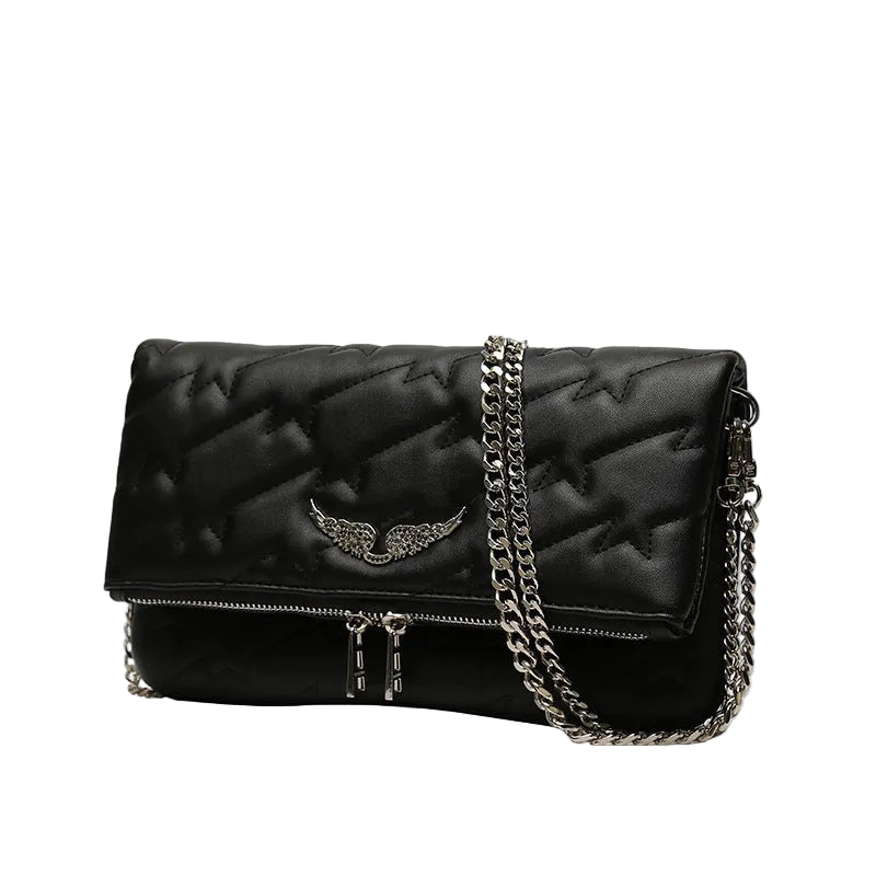 Sac à épaule femme grande capacité noir chaîne