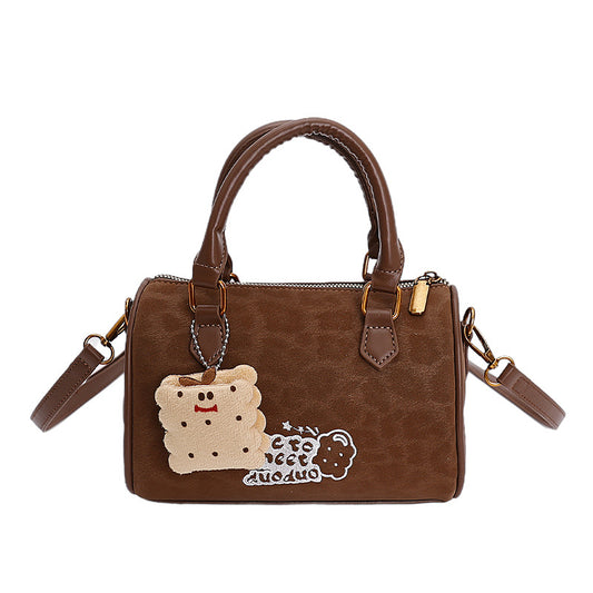 Sac boston texturé noir sans pendentif