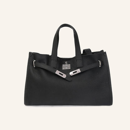 Sac main cuir vachette ébène