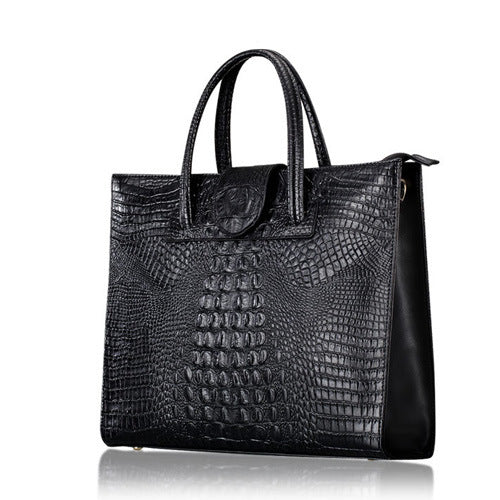 Tote bag cuir croco violet grande taille