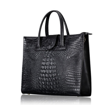 Tote bag cuir croco violet grande taille