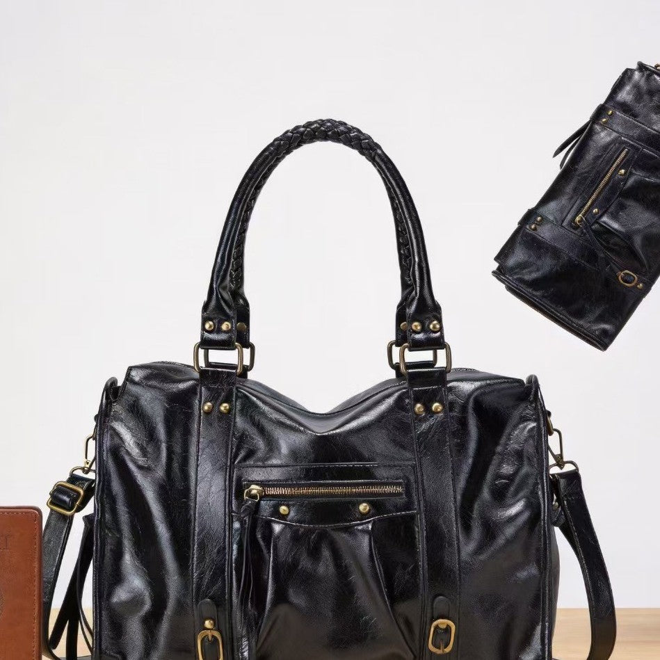 Quitterie tote bleu rivets rétro