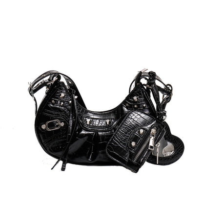 Sac croissant underarm noir rivets glands