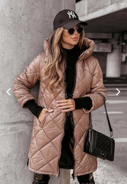 Manteau Femme Hiver Long Matelassé Capuche