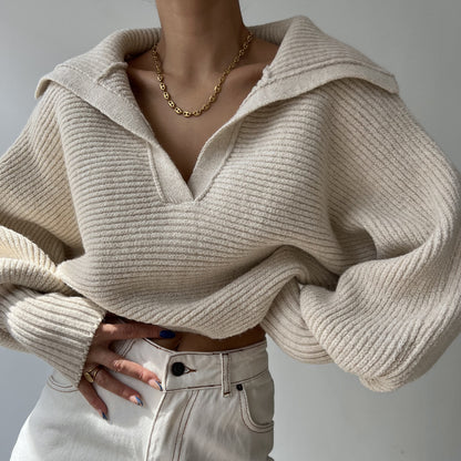 Joséphine pull détail col revers spandex