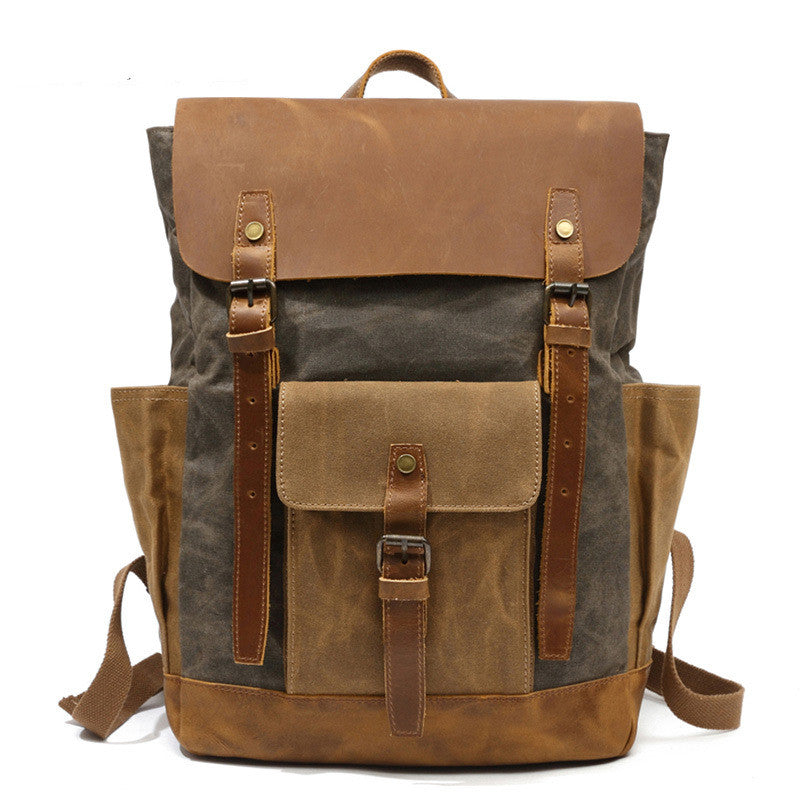 Sac dos toile cuir Crazy Horse vert armée