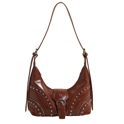 Sac moto femme rétro noir rivets