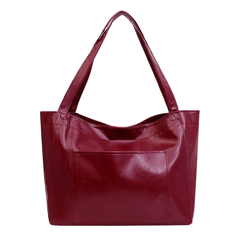 Sac à bandoulière en cuir rétro ciré d’huile – Grande capacité