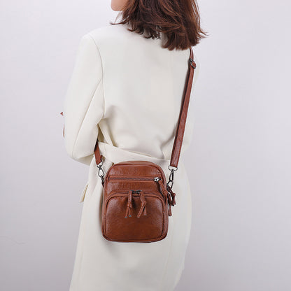 Mini sac à main femme cuir PU marron chaîne