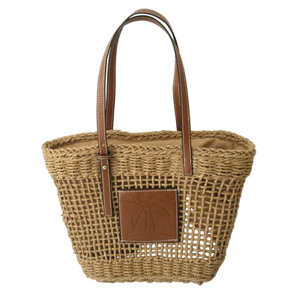 Sac tressé creux café clair estival