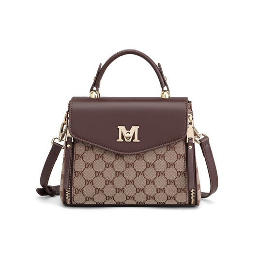 Sac bandoulière tissu cuir marron bureau