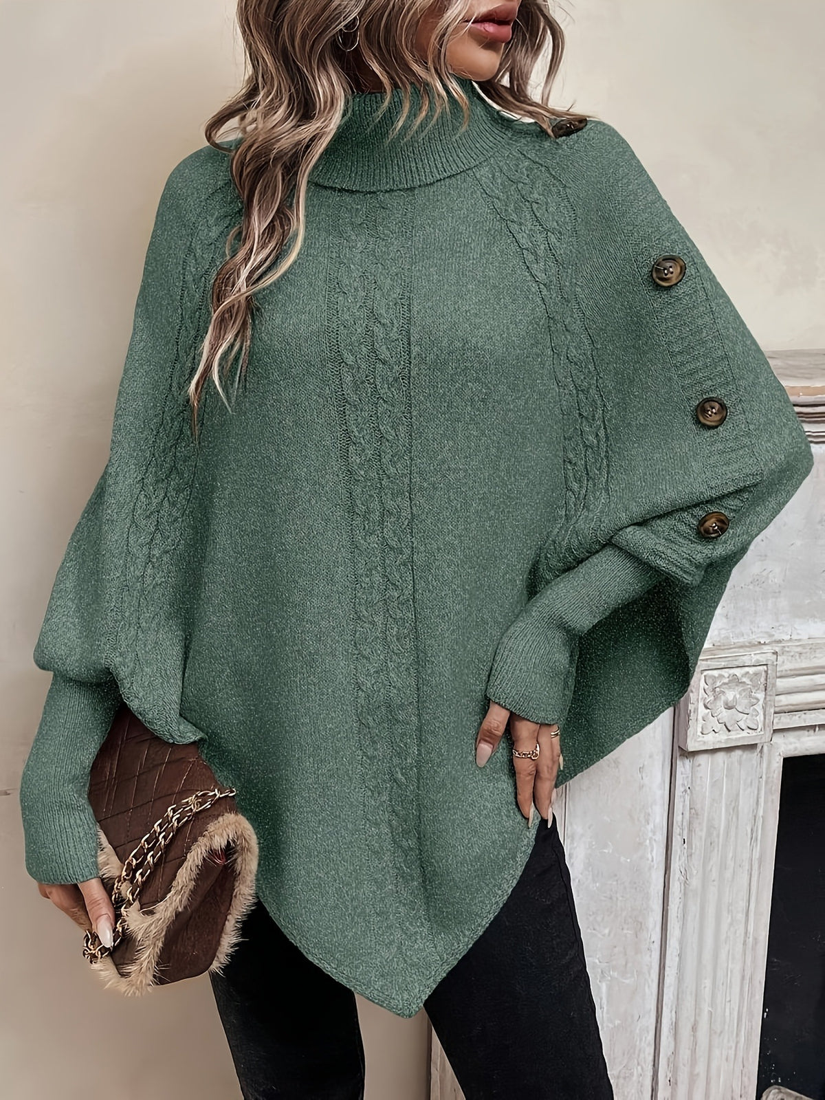 Iris pull détail polyester cape batwing