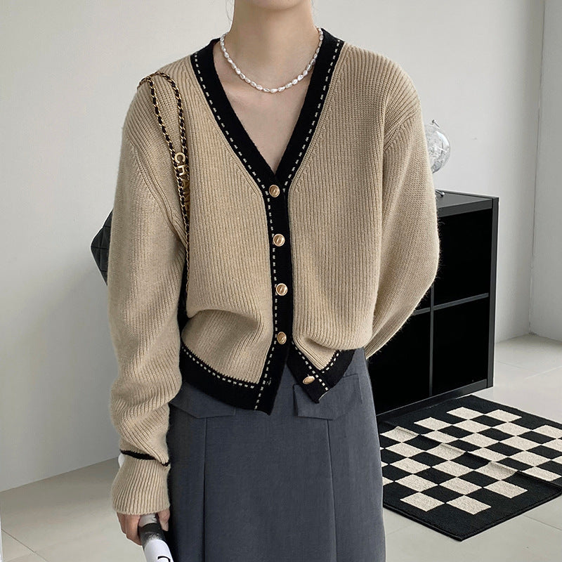 VOGALIA™ Korean V-Neck Loose Sweater - Elegant and Casual Style