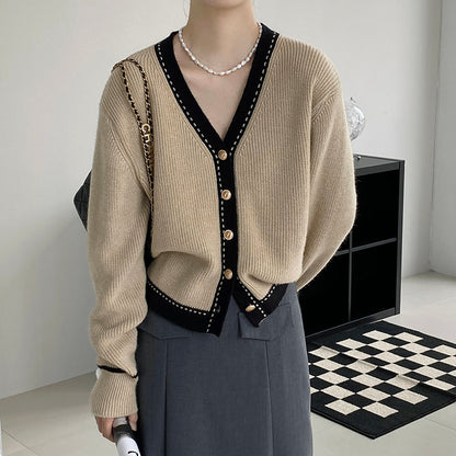 VOGALIA™ Korean V-Neck Loose Sweater - Elegant and Casual Style
