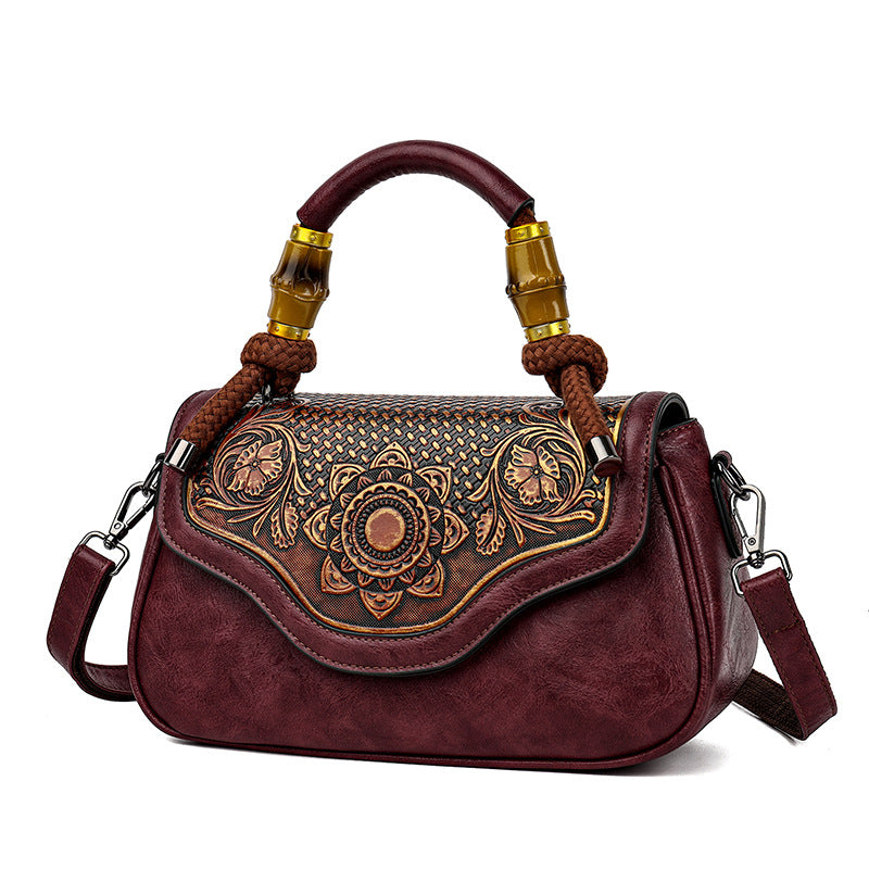 Sac crossbody cuir embossé gris