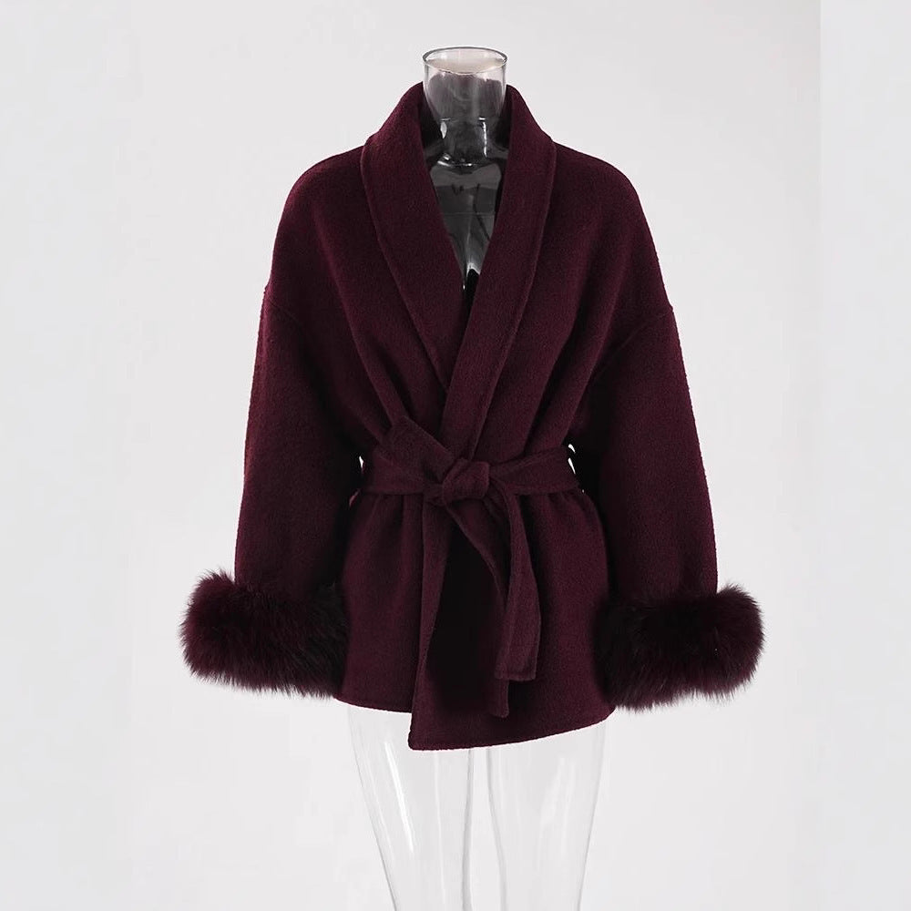 Manteau laine double face gris court Lise Vogalia Paris