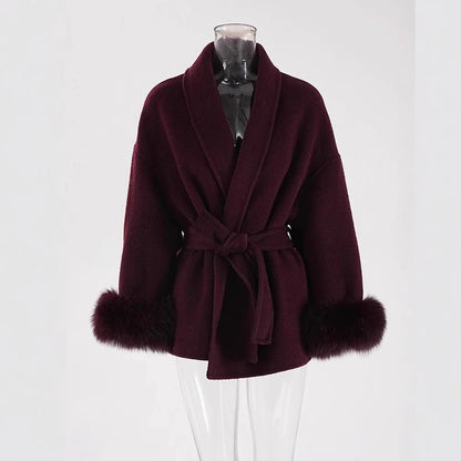 Manteau laine double face gris court Lise Vogalia Paris