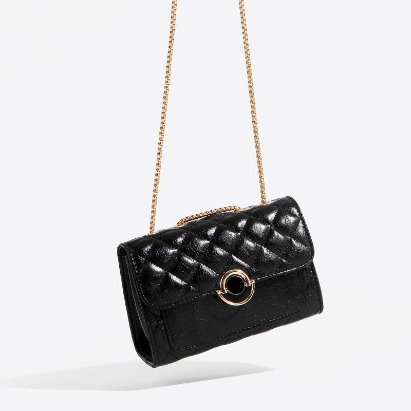 Sac bandoulière chaîne noir vue face