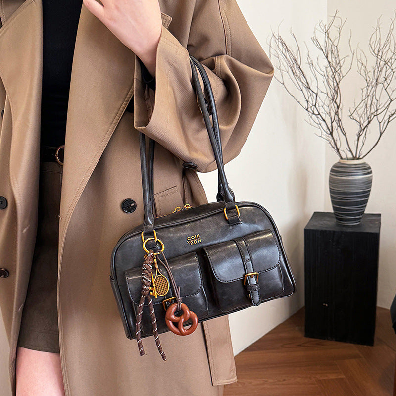 Sac à main PU couture apparente détail