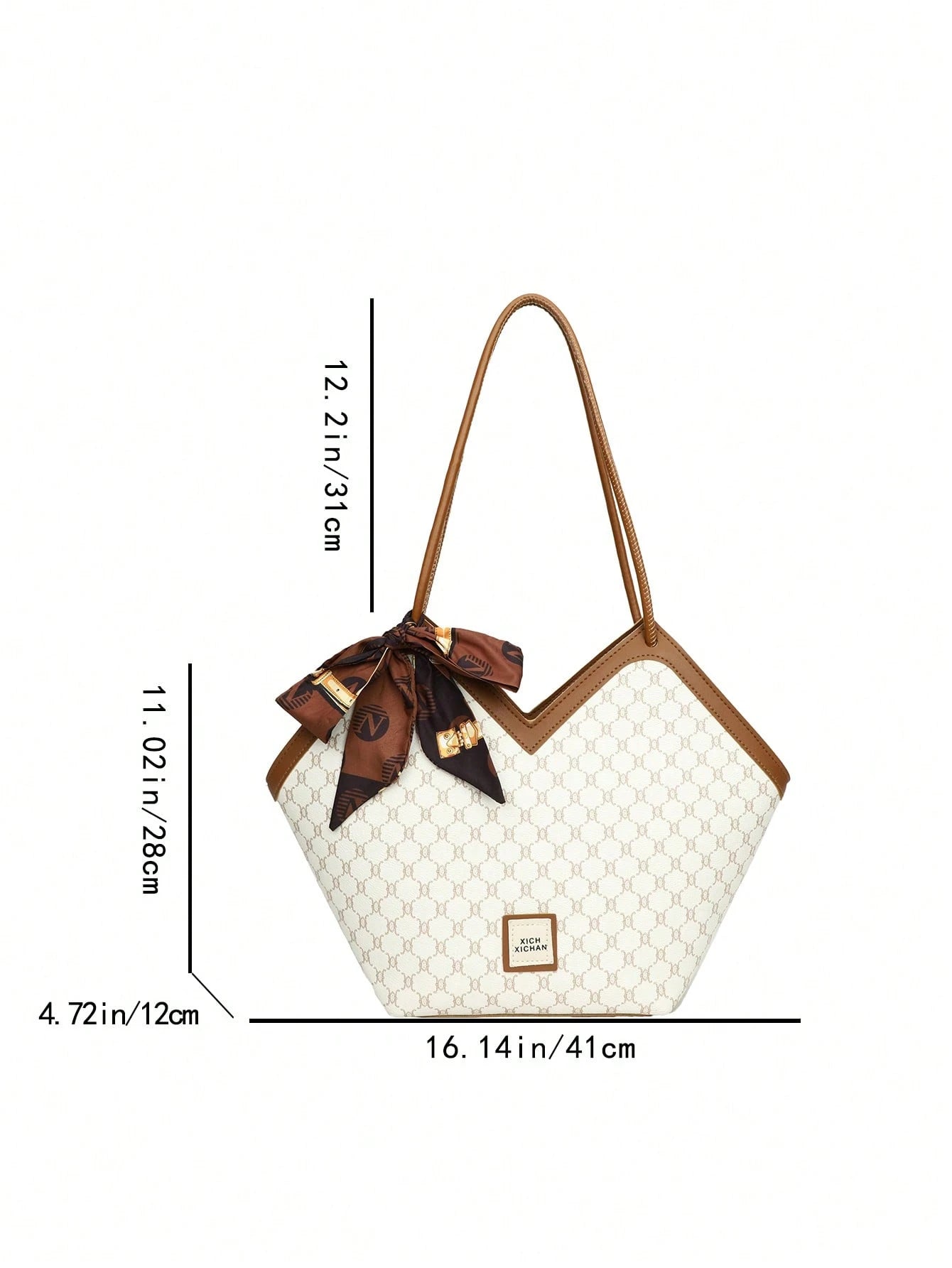 Elegant Retro Women'S Tote Bag, Versatile Casual Large Capacity Handbag with Scarf