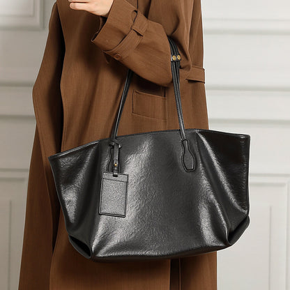 Tote bag cuir végétal marron grande capacité