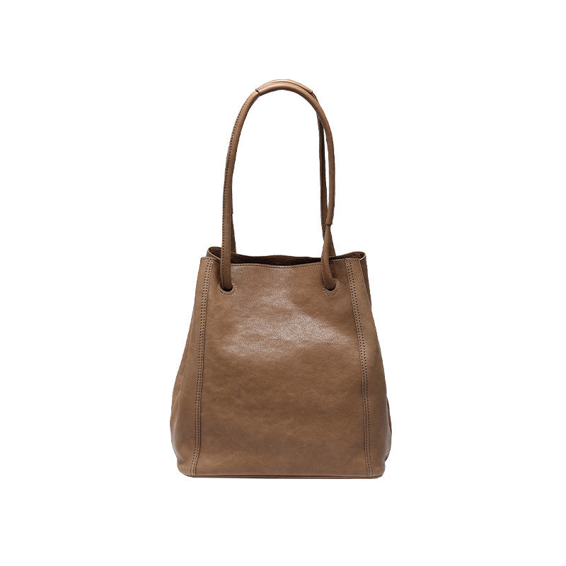 Sac seau cuir souple vue face