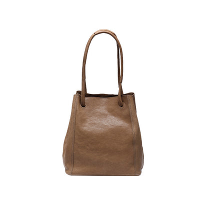 Sac seau cuir souple vue face