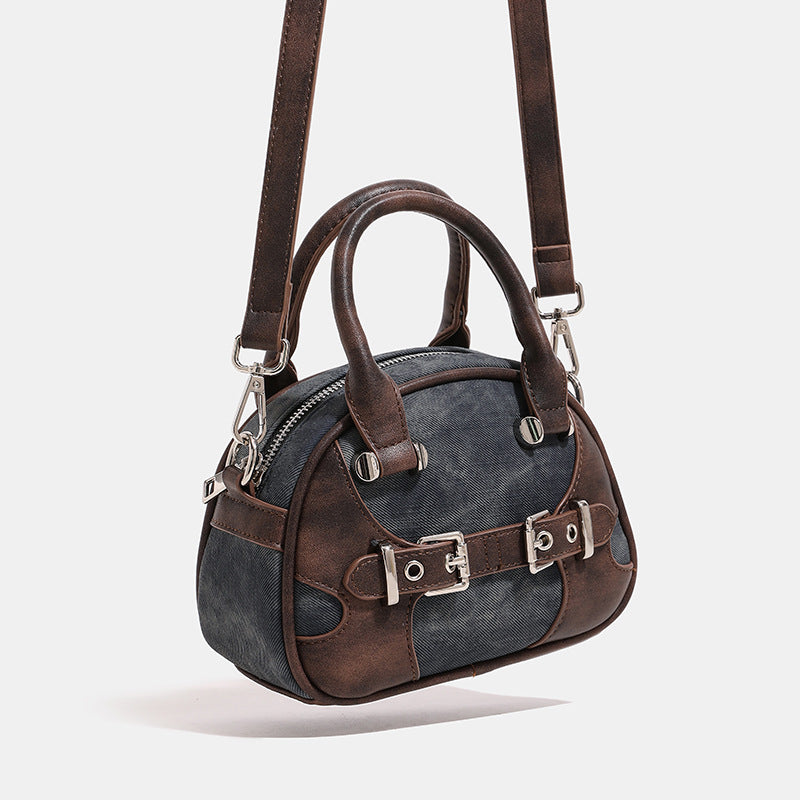 Sac boston crossbody marron vue intérieure