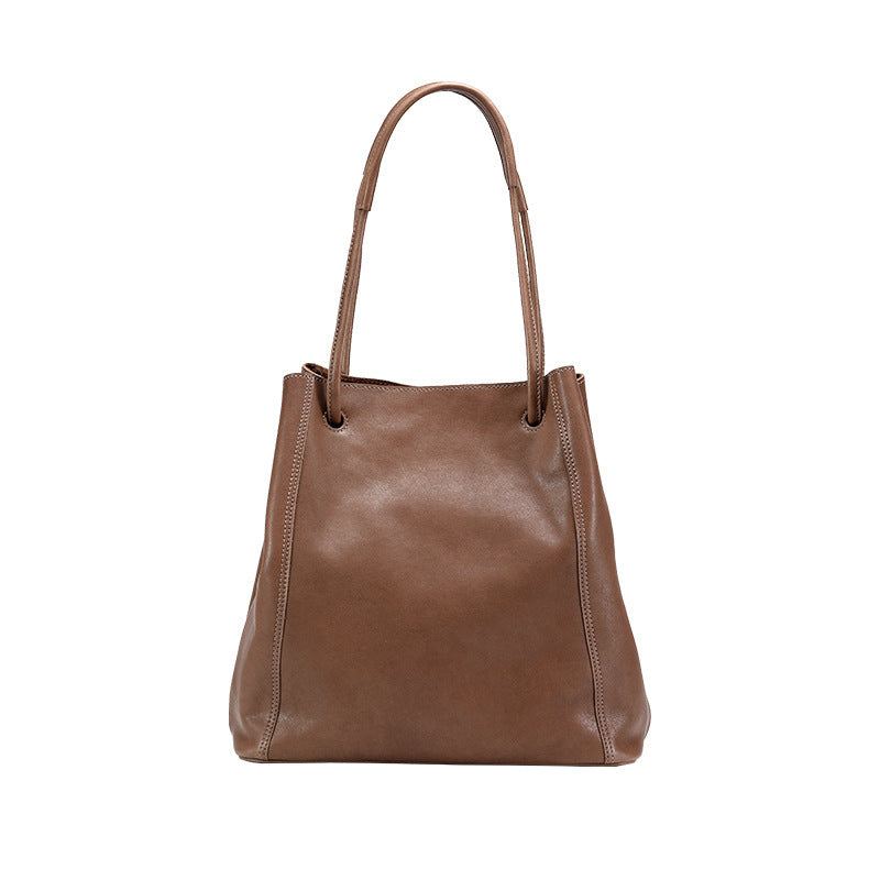 Sac seau cuir caramel
