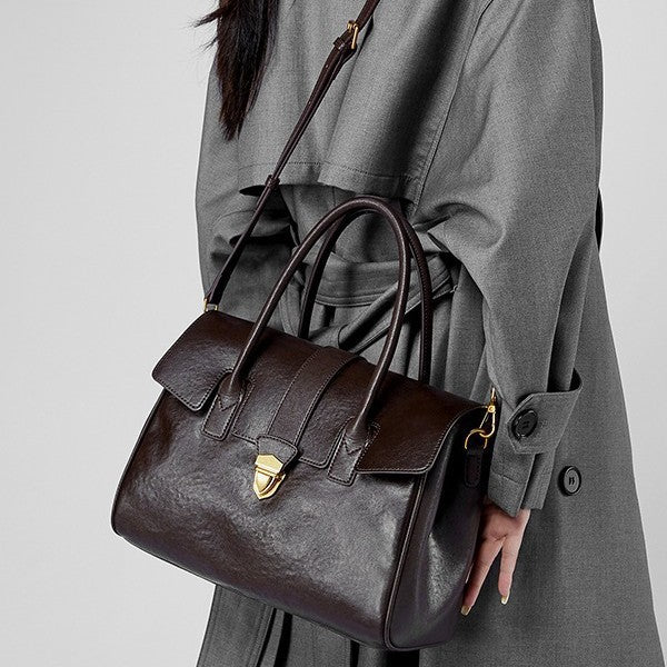 Sac commuter cuir marron bureau vintage