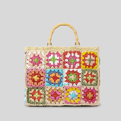 Sac paille violet contraste