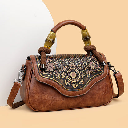 Sac rétro cuir embossé vue profil