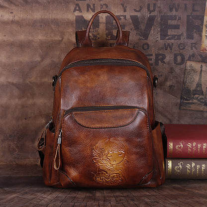 Sac à dos cuir rétro coloris jaune