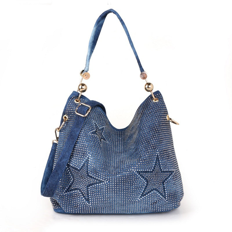 Sac seau denim canvas bleu épaule