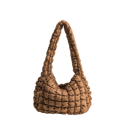Sac hobo femme nylon matelassé noir grande capacité