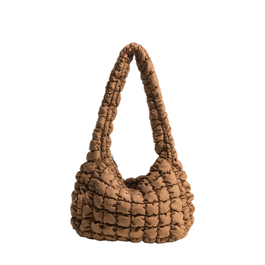 Sac hobo femme nylon matelassé noir grande capacité
